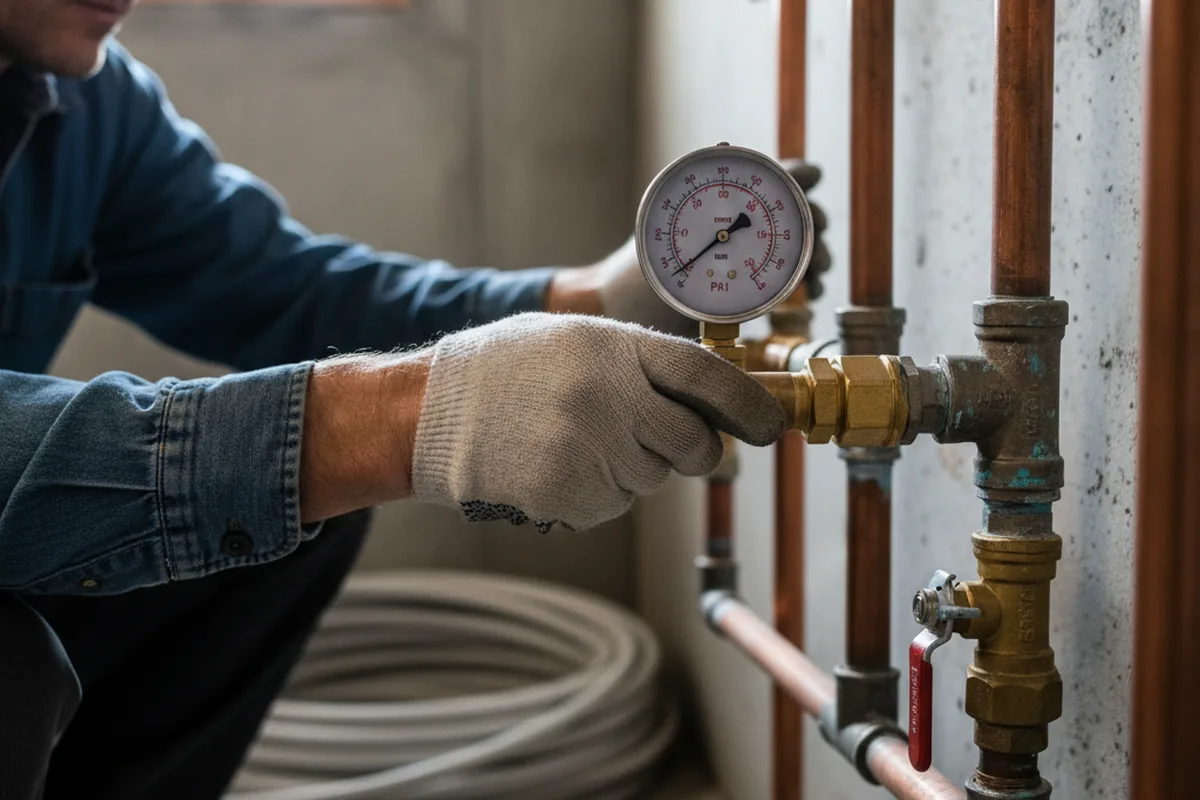 Pressure testing a repaired line during Water Line Repair in Middleton